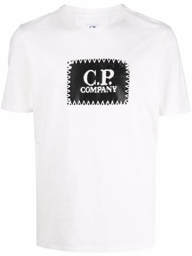 Square Logo Print Short Sleeve T-Shirt White - CP COMPANY - BALAAN 1