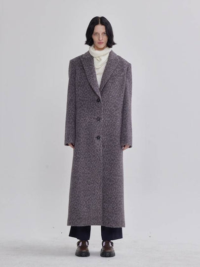 Leopard Jacquard Pattern Long Straight Coat Grey - LIE - BALAAN 2