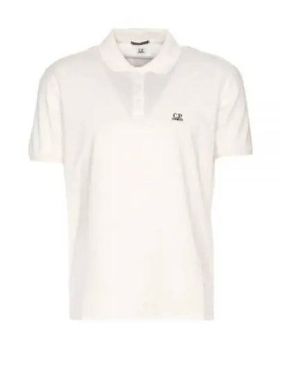 Men's Embroidered Logo Cotton Polo Shirt White - CP COMPANY - BALAAN 2