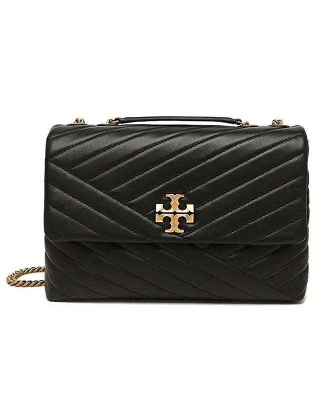 Kira Chevron Convertible Shoulder Bag Black - TORY BURCH - BALAAN 4