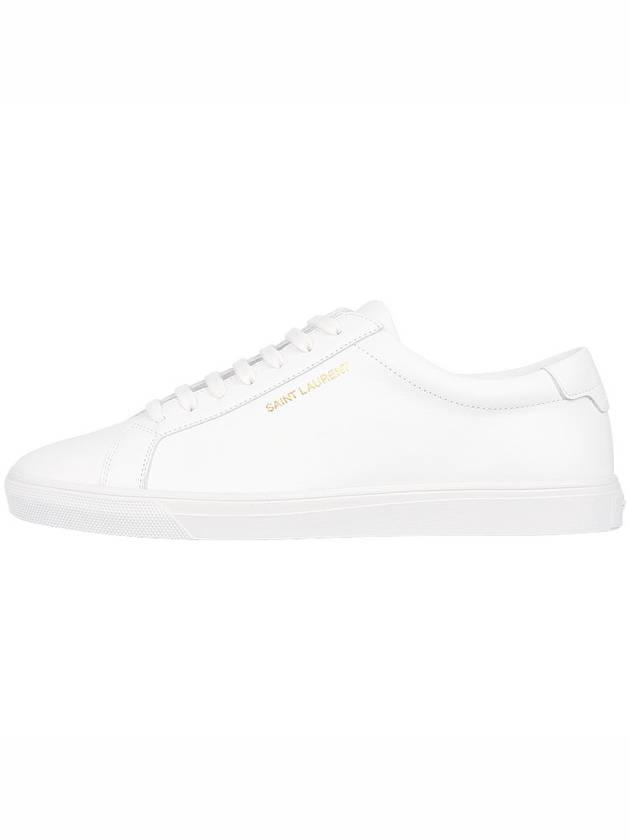 Men's Andy Leather Low Top Sneakers White - SAINT LAURENT - BALAAN 4