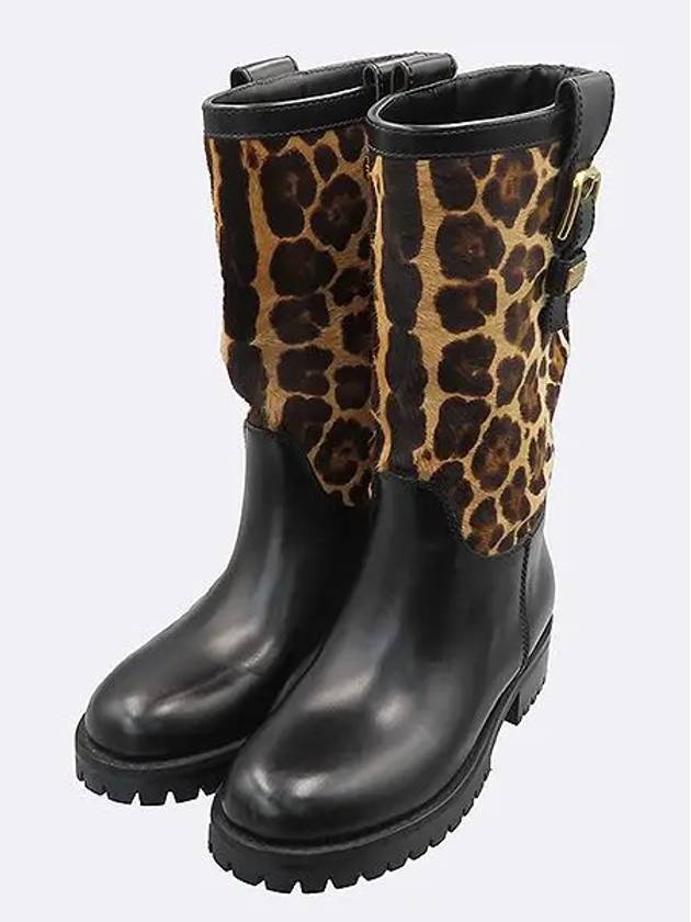 C16630 A7196 Black color leather leopard pattern women s boots 36 - DOLCE&GABBANA - BALAAN 4