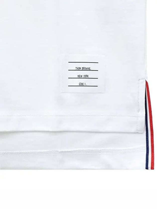 Men's Side Slit Relaxed Short Sleeve T-Shirt White - THOM BROWNE - BALAAN 5