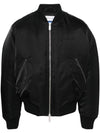 Embroidered Logo Padded Bomber Jacket Black - OFF WHITE - BALAAN 2