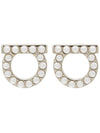 Gancini Pearl Earrings Silver - SALVATORE FERRAGAMO - BALAAN 2