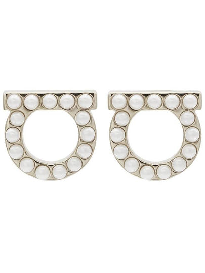 Gancini Pearl Earrings Silver - SALVATORE FERRAGAMO - BALAAN 2