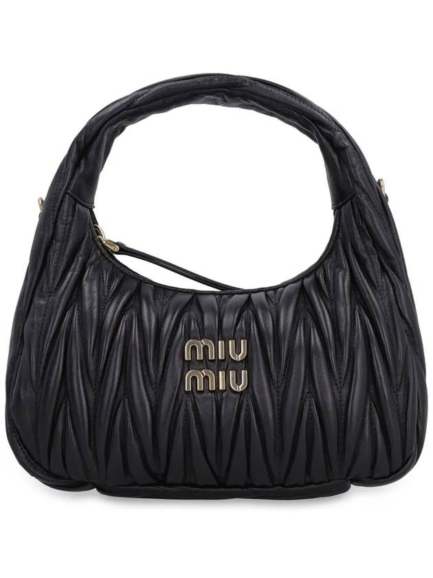 Wander Materasse Nappa Leather Mini Hobo Tote Bag Black - MIU MIU - BALAAN 3