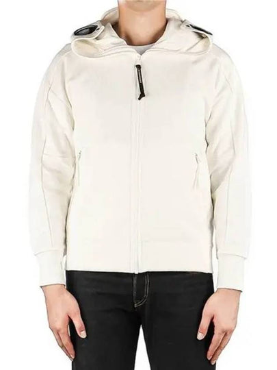 Goggles Detail Fleece Zip-Up Hoodie White - CP COMPANY - BALAAN 2