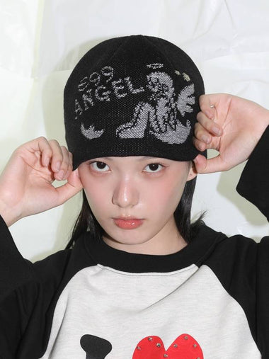 Egg Angel Beanie BLACK - CLUT STUDIO - BALAAN 1