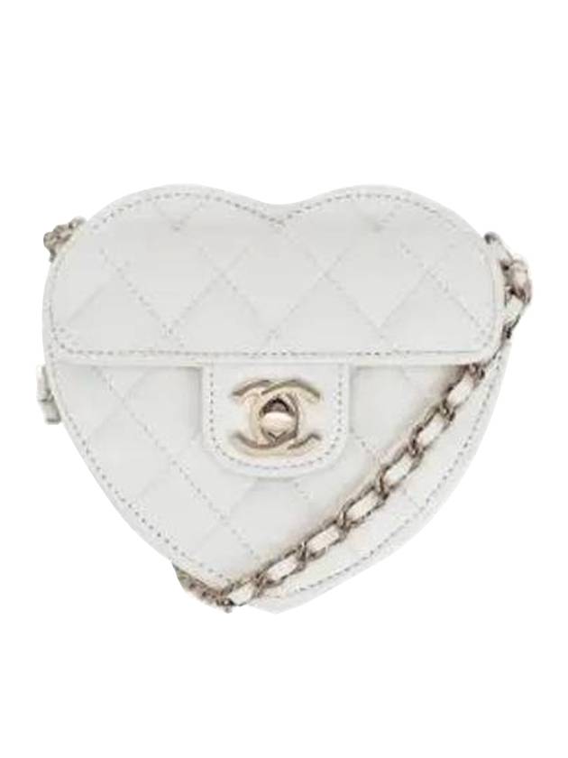 Gold Hardware Heart Quilting Lambskin Clutch Mini bag White - CHANEL - BALAAN 1