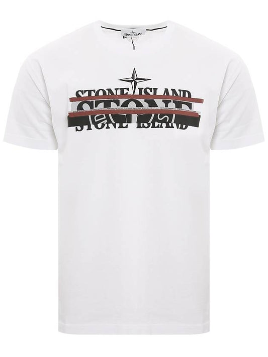 Band Multi Logo Short Sleeve T-Shirt White - STONE ISLAND - BALAAN 1