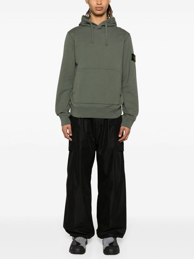 Logo Patch Drawstring Hoodie Dark Green - STONE ISLAND - BALAAN 3