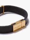 Saint Laurent YSL Gold Monogram Logo Leather Bracelet Black - SAINT LAURENT - BALAAN 4