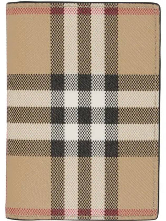 Vintage Check Leather Bifold Card Holder Beige - BURBERRY - BALAAN.