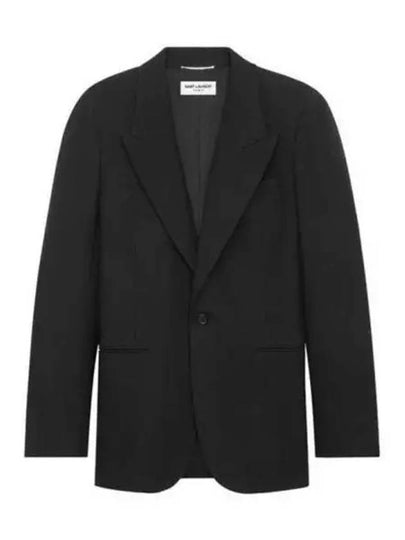 Wool Gabardine Jacket Black - SAINT LAURENT - BALAAN 2