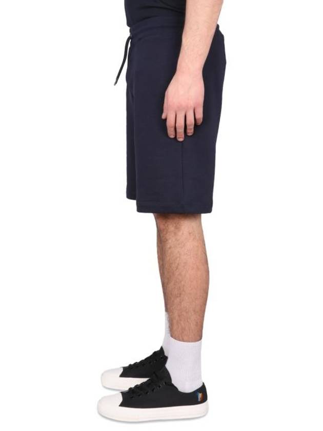 Zebra Logo Cotton Sweat Shorts Navy - PAUL SMITH - BALAAN 4