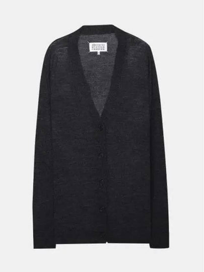 Women's Stitched V Neck Wool Cardigan Dark Grey - MAISON MARGIELA - BALAAN 2