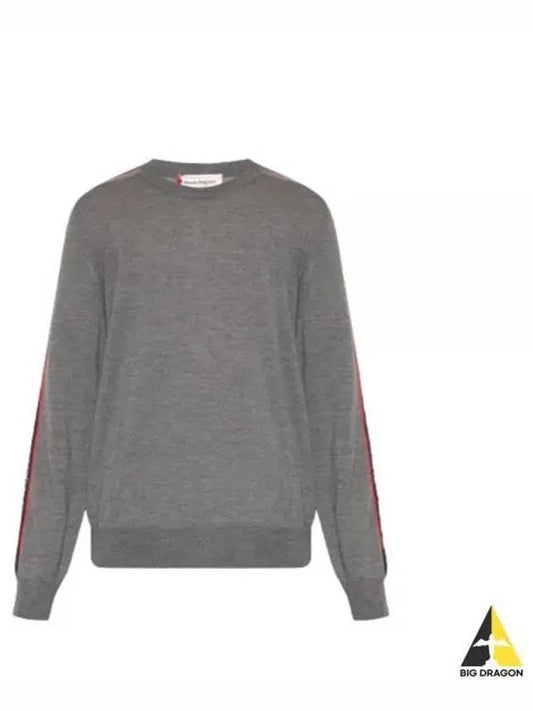 Logo Tape Wool Knit Top Grey - ALEXANDER MCQUEEN - BALAAN 2