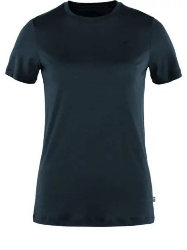 Women's Abisko Wool Short Sleeve T-Shirt Dark Navy - FJALL RAVEN - BALAAN 1