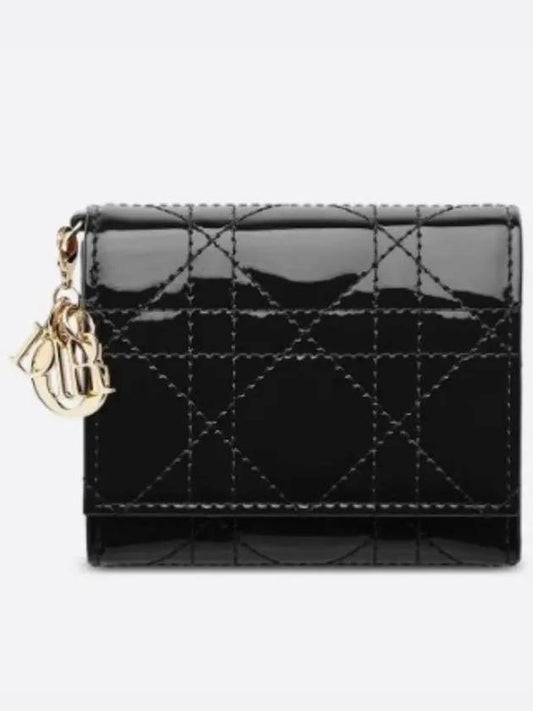 Lady Lotus Patent Cannage Half Wallet Black - DIOR - BALAAN 2