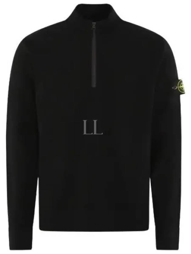 Half Zip-Up Stretch Wool Knit Top Black - STONE ISLAND - BALAAN 2