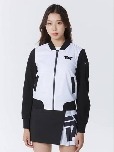 Golf Wear Curl Block Bomber Zip-up Jacket White - PXG - BALAAN 1