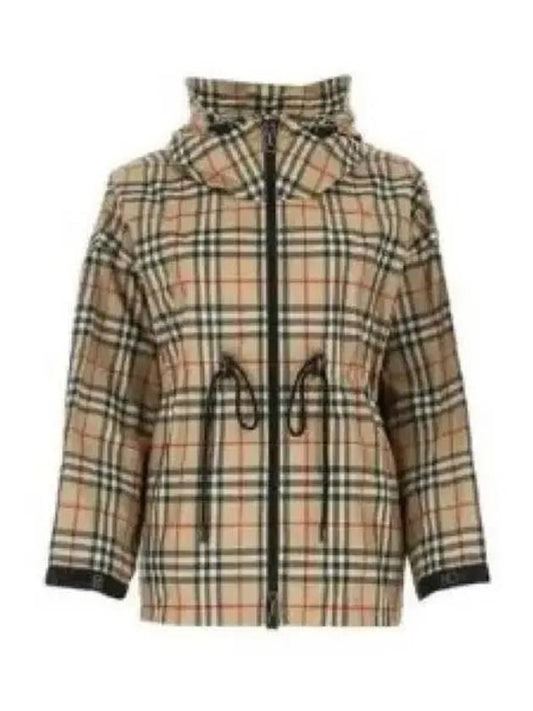 Logo Tape Vintage Check Hooded Jacket Archive Beige - BURBERRY - BALAAN 2