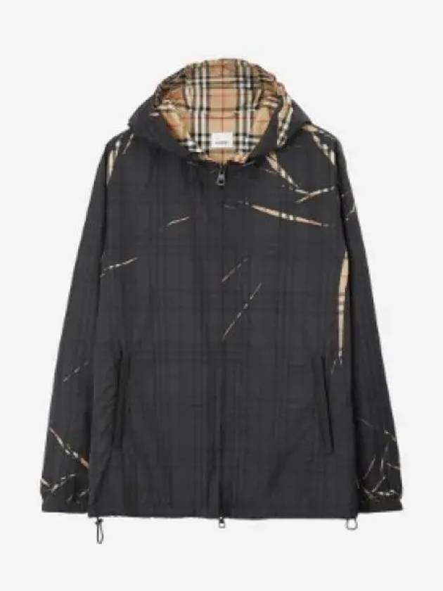 Sliced Check Zip-Up Hoodie Black - BURBERRY - BALAAN 2