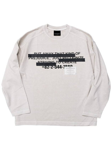 Hidden Slogan Pigment Long Sleeve T-Shirt Sand - BLACKBLOND - BALAAN 1