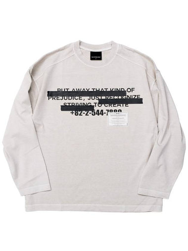 Hidden Slogan Pigment Long Sleeve T-Shirt Sand - BLACKBLOND - BALAAN 1