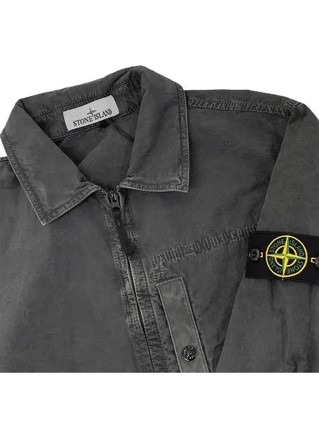 Brushed Canvas Old Effect Zip-Up Jacket Charcoal Grey - STONE ISLAND - BALAAN 5