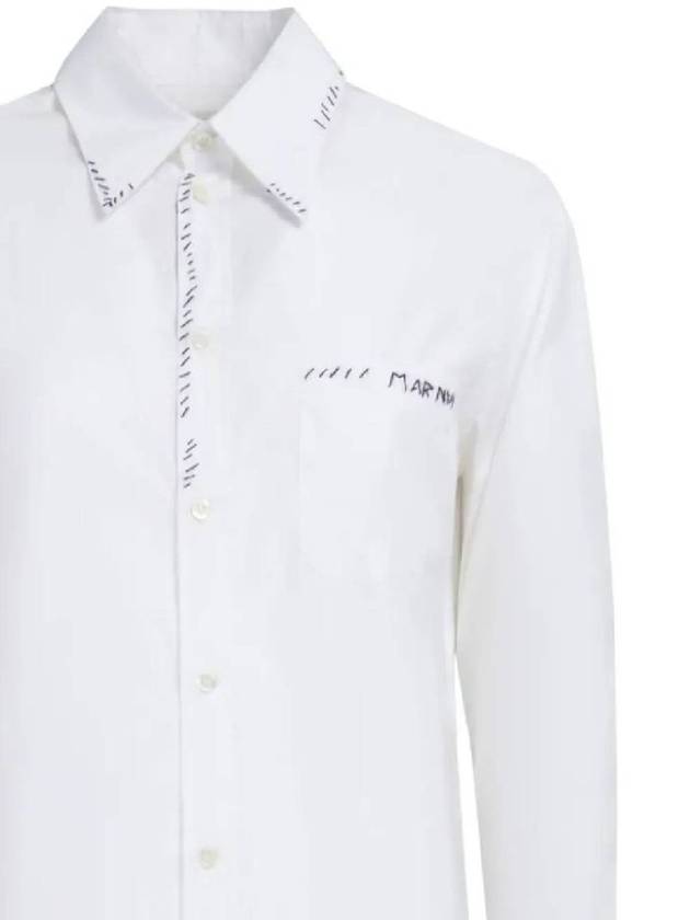 Women's Logo Embroidered Long Sleeve Shirt White - MARNI - BALAAN 4