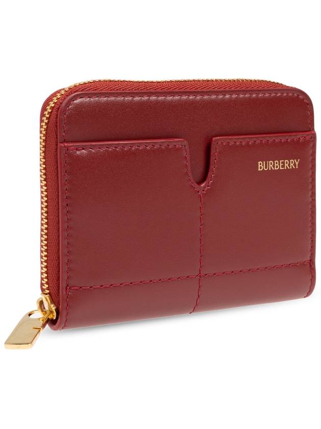 Snip Embossed Logo Zip Around Half Wallet Ruby - BURBERRY - BALAAN 5