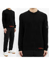 Lens Wappen Crew Neck Knit Top Black - CP COMPANY - BALAAN.