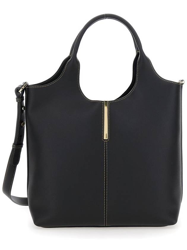 Black Shoulder Bag With Metal Bar With Logo In Leather Woman - TOD'S - BALAAN 1