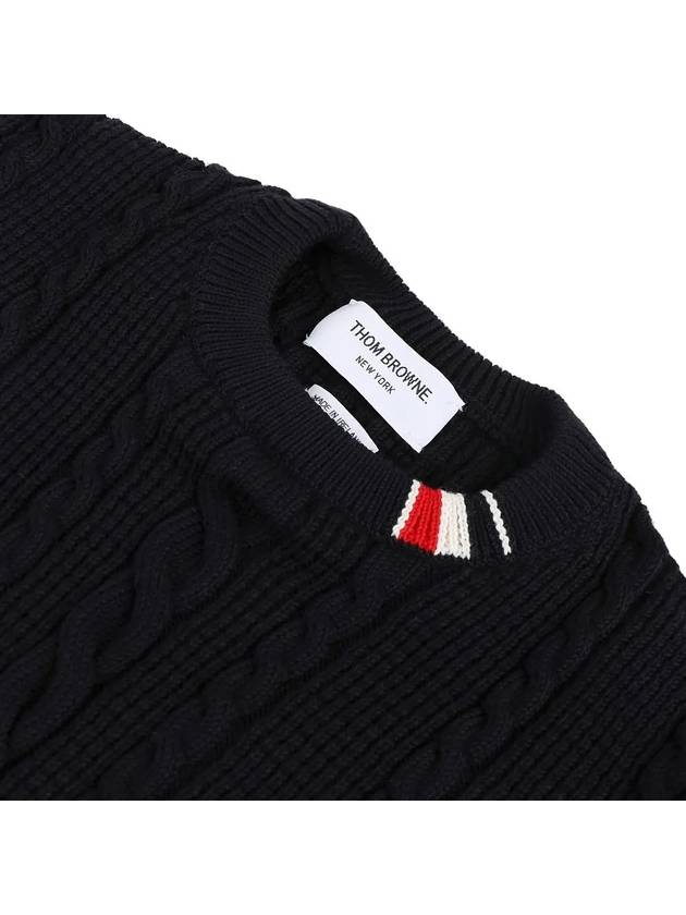 RWB Cable Wool Knit Top Navy - THOM BROWNE - BALAAN 4