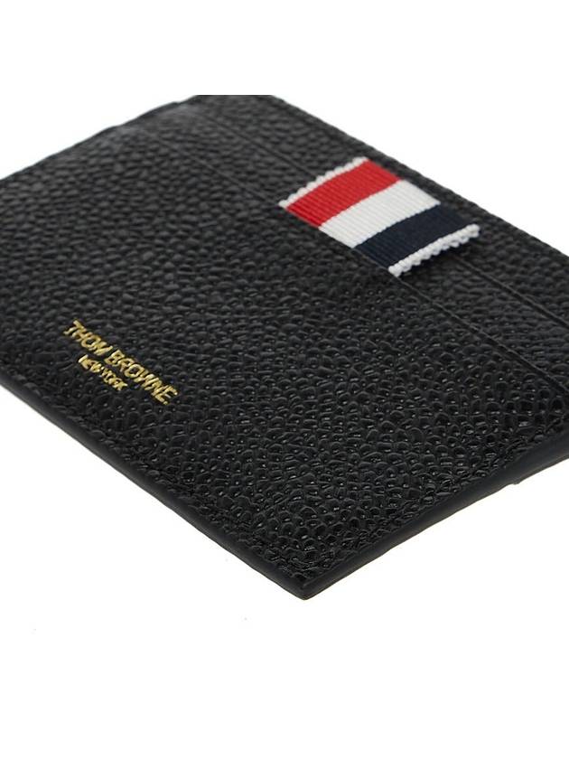 Stripe Note Compartment Pebble Grain Leather Card Wallet Black - THOM BROWNE - BALAAN 9