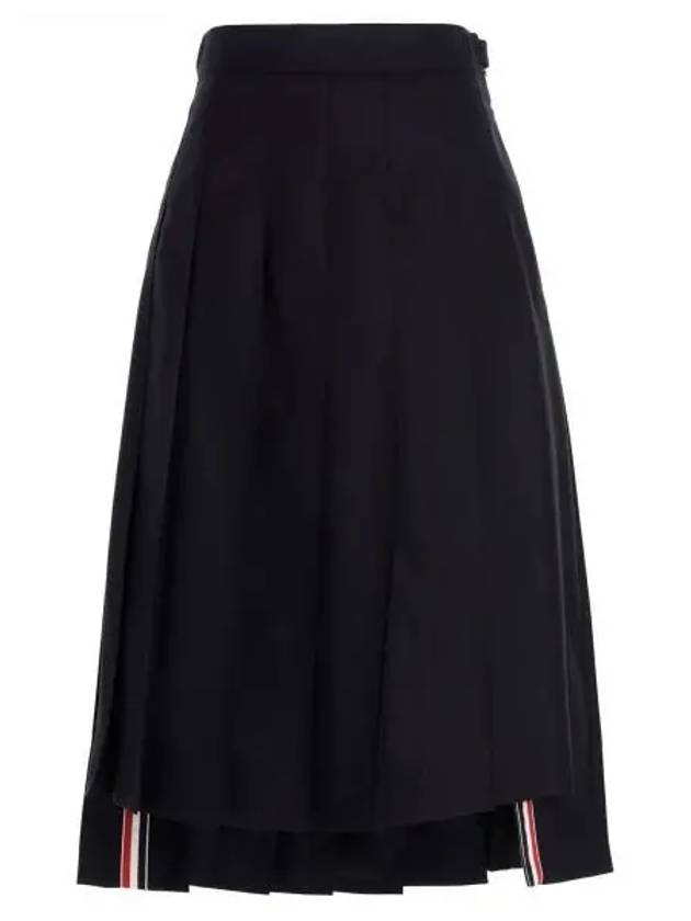 Super 120S Twill Below Knee Pleated Skirt Navy - THOM BROWNE - BALAAN 2