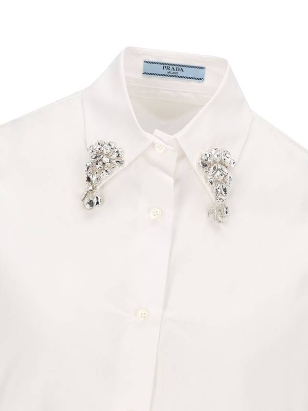 Embroidered Poplin Shirt White - PRADA - BALAAN 4