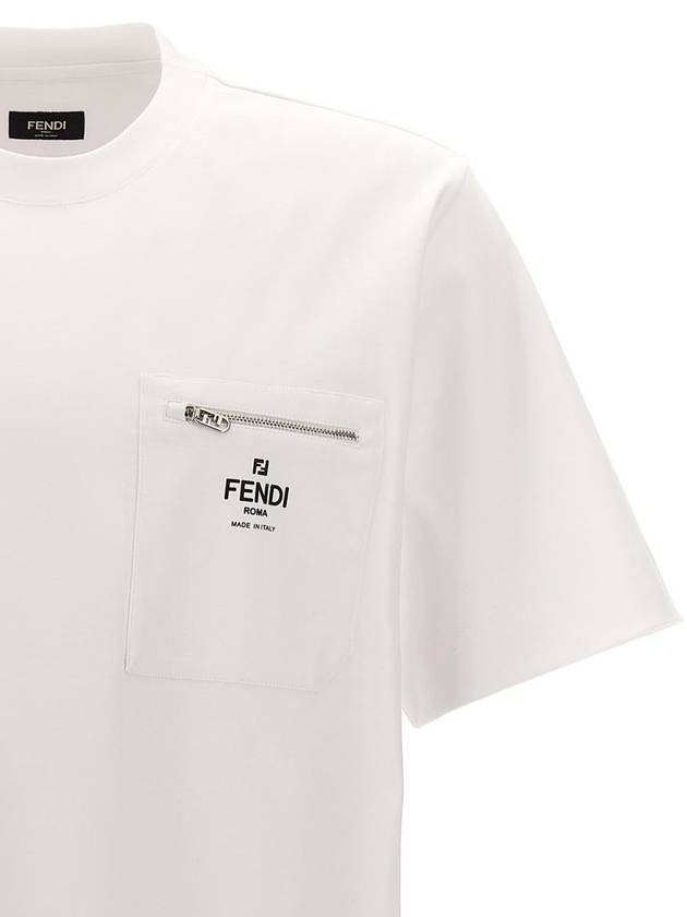 O'Lock Patch Pocket Cotton Short Sleeve T-Shirt White - FENDI - BALAAN 4