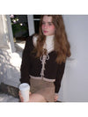 Tulip line eyelet wool cardigan brown - LETTER FROM MOON - BALAAN 8