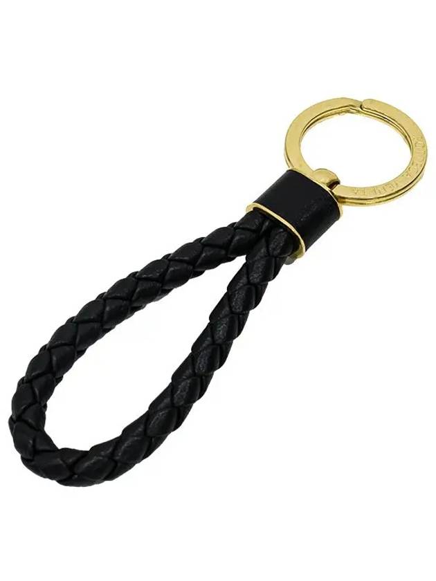 Intrecciato Lambskin Key Holder Black - BOTTEGA VENETA - BALAAN 3