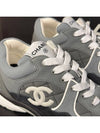 Women's Gray Embossed Black Suede Sneakers - CHANEL - BALAAN 7