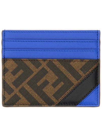 Diagonal FF Canvas Leather Card Wallet Blue - FENDI - BALAAN 2