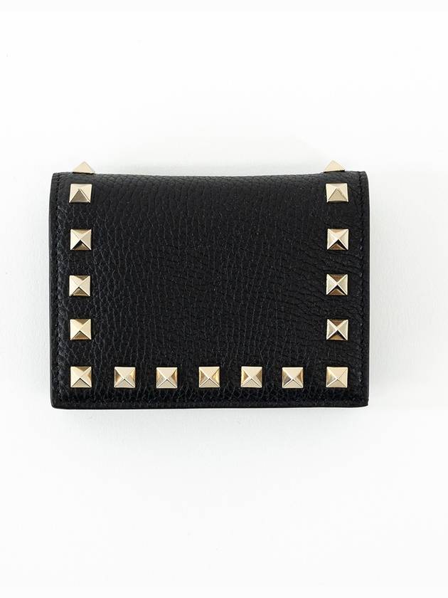 Rockstud Logo Half Wallet Black - VALENTINO - BALAAN 3