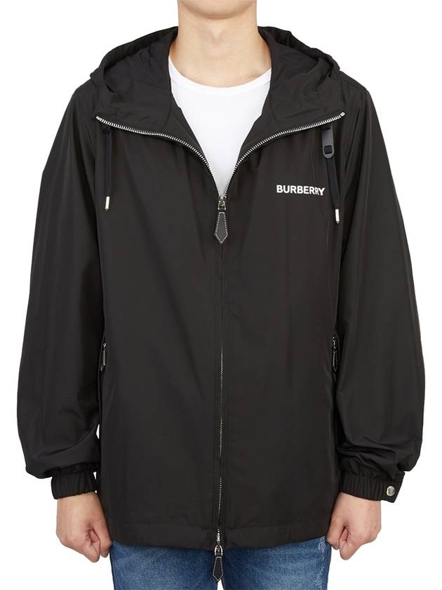 Men's Horseferry Logo Hooded Jacket Black - BURBERRY - BALAAN 5