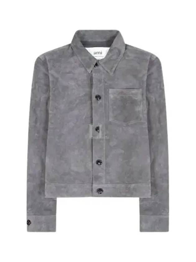 Suede Overshirt Jacket Grey - AMI - BALAAN 2