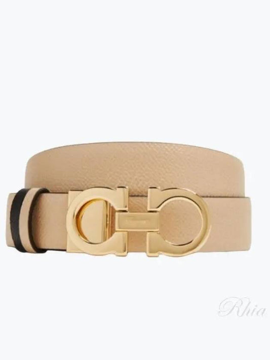 Reversible Gancini Leather Belt Black Macadamia - SALVATORE FERRAGAMO - BALAAN 2