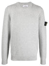 Wappen Patch Crew Neck Wool Knit Top Grey - STONE ISLAND - BALAAN 1