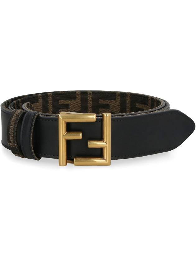 FF Fabric Reversible Leather Belt Black - FENDI - BALAAN 4